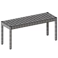 Simple Modern Wooden Bench With Woven Surface And Natural Wood Legs