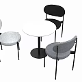 Modern Exhibition Tables and Chairs Round White Table with Gray Black Stylish Chairs