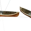 Two Vintage Wooden Boats with Reddish Brown Finish and Classic Design
