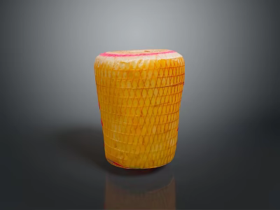 Yellow Cylindrical Lighting Combination With Corn Like Texture Red Edge And Reflection On Black Background 3d model