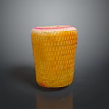 Yellow Cylindrical Lighting Combination With Corn Like Texture Red Edge And Reflection On Black Background 3d model