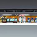 Colorful Playground Entertainment Area With Row Of Interactive Game Machines And Bright Lights