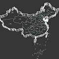 China Blue Map Science and Technology Map of China 3d model