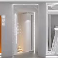Bridal Shop Interior With Elegant Wedding Dress Display And White Decor Elements