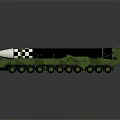 Green Mobile Military Vehicle with Multiple Wheels Carrying Long Range Missile