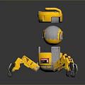 Yellow Robot Game Movie Character With Spherical Body And Mechanical Legs