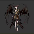 Fantasy Demon Character Design With Leather Wings Horns And Ornate Armor