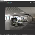 Modern Public Office Area With Open Layout Desks Chairs Natural Light And Striped Carpet