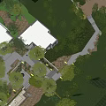 Beautiful Garden Landscape With Green Lawns Trees And Walking Paths