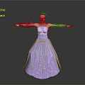 Woman In Purple Sparkling Long Dress With Arms Outstretched Gracefully