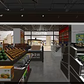 Modern Supermarket Department Store Entrance With Glass Doors And Product Shelves