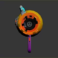 Colorful Toy Weapon With Yellow Body Silver Pipes Orange Muzzle And Purple Grip