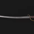 Antique Saber Sword with Curved Steel Blade Leather Wrapped Handle and Brass Guard Ring