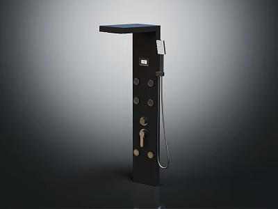 Modern Black Shower System With Rainfall Head Multiple Control Knobs And Handheld Sprayer 3d model