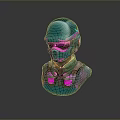 Futuristic Sci Fi Game Movie Character With Teal Armor And Neon Purple Glowing Accents