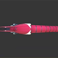 Red Futuristic Motorcycle With Unique Body Design And Sturdy Black Wheels