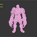 Fantasy Character 3D Model With Green Skin Flame Armor Sharp Claws And Mighty Look