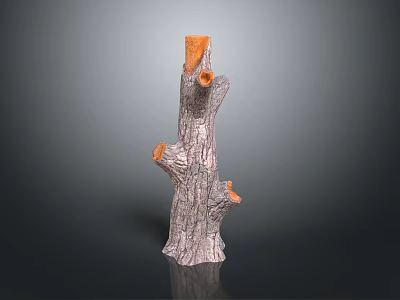 Wooden Stone Decorative Ornament Featuring Stump Shape And Natural Bark Texture Design 3d model