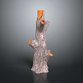 Wooden Stone Decorative Ornament Featuring Stump Shape And Natural Bark Texture Design