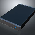 Sleek Black External Hard Drive With Metal Frame And Blue Indicator Light For Data Backup 3d model