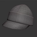 Striped Gray Knit Beanie Cap With Brim For Casual Daily Wear