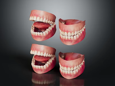 Anatomical Head Organ Models Displaying Teeth Gums And Tongue From Various Angles 3d model