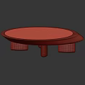 Stylish Oval Shaped Coffee Tables With Red And Gray Tops And Black Bases