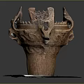 Traditional Bronze Vessel With Intricate Dragon Decorations On White Base