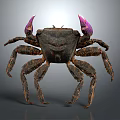 Detailed Crab With Purple Claws Dark Colored Body And Multiple Legs