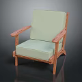 Modern Single Sofa With Wooden Frame And Light Green Cushion Design