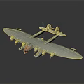 Large Gray Twin Wing Multi Engine Aircraft Model With Detailed Design