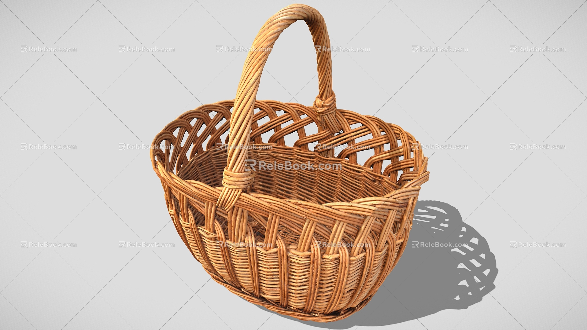 Wicker Basket Basket Basket Frame Hand-held Basket Vegetable Basket Bamboo Basket 3d model