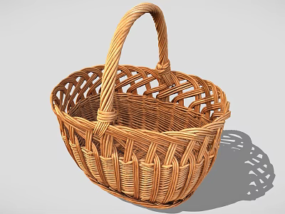 Handmade Woven Storage Basket With Natural Handle For Home Storage And Decorative Use 3d model