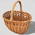 Wicker Basket Basket Basket Frame Hand-held Basket Vegetable Basket Bamboo Basket 3d model