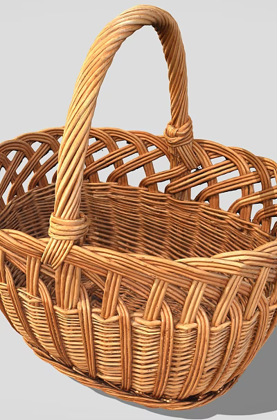 Handmade Woven Storage Basket With Natural Handle For Home Storage And Decorative Use 3d model