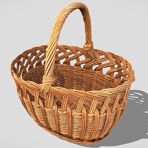 Wicker Basket Frame Hand-held Basket Vegetable Basket Bamboo Basket 3d model