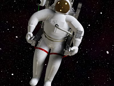 Astronaut in Spacesuit Floating in Outer Space With Stars and Cosmic Background 3d model