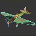 Detailed Vintage Military Airplane Model With Camouflage Green Orange Black Paint And Red Star Tail