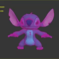 Stitch Blue 3D Character With Large Pink Ears In Standing Pose Render 3d model