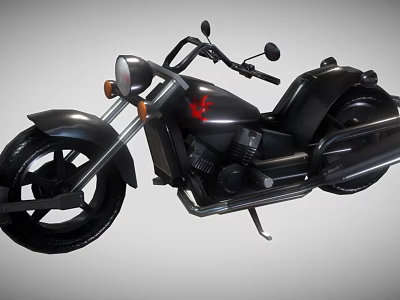 Black Cruiser Style Motorcycle With Red Accent Chrome Handlebars And Exhaust Pipes 3d model