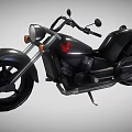 Black Cruiser Style Motorcycle With Red Accent Chrome Handlebars And Exhaust Pipes
