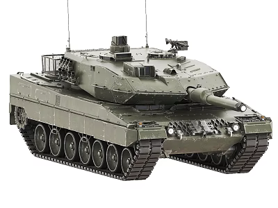 Detailed Modern Military Tank With Armored Turret Cannon Machine Gun Tracks And Antennas 3d model