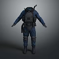 Dark Blue Protective Suit Design With Backpack Protective Gear And Boots 3d model