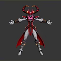 Mythical Fantasy 3D Character With Red Purple Armor Horns And Flowing Cape