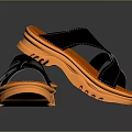 Comfortable Black And Orange Slippers With Cross Straps And Textured Sole