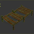Weathered Outdoor Wooden Architectural Structure With Slats And Green Moss Accents