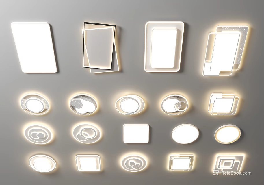 Modern Ceiling Lights with Various Shapes Square Round Rectangular Designs for Home Interior Lighting 3d model 