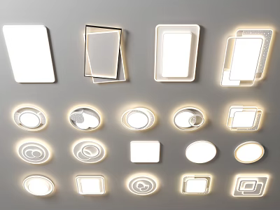Modern Ceiling Lights with Various Shapes Square Round Rectangular Designs for Home Interior Lighting 3d model