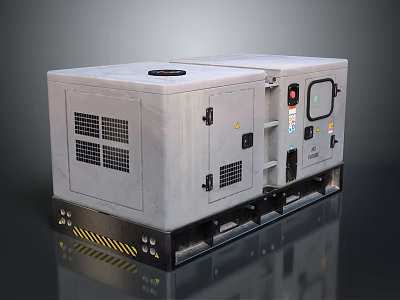 Industrial Diesel Generator Set With Soundproof Enclosure And Control Panel 3d model