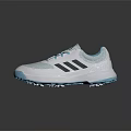 White and Light Blue Sports Shoes with Light Blue Laces Gray Stripes and Blue Soles